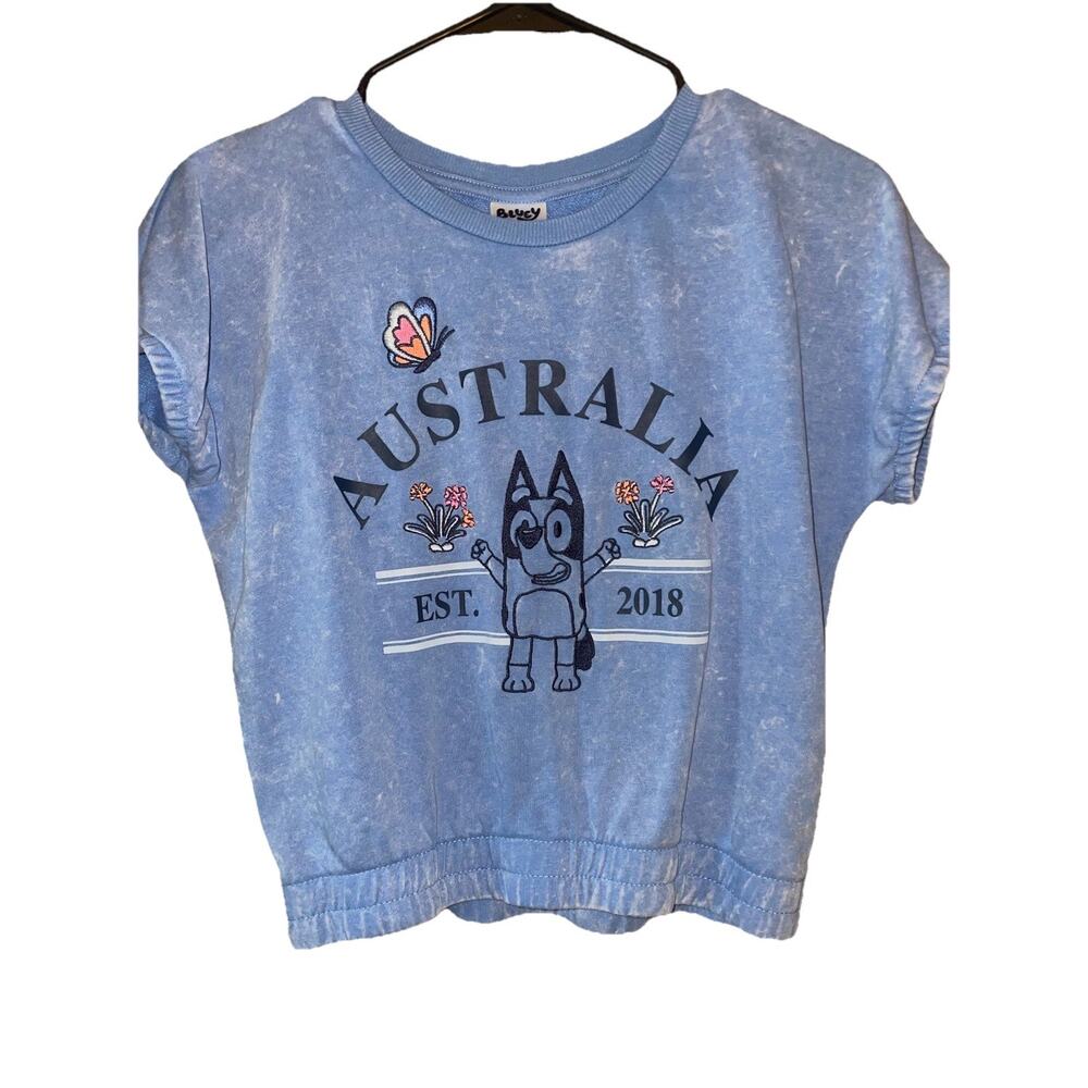 Bluey Australia Blue Short Sleeve Girls Top Cringe Bottom Sz 10/12